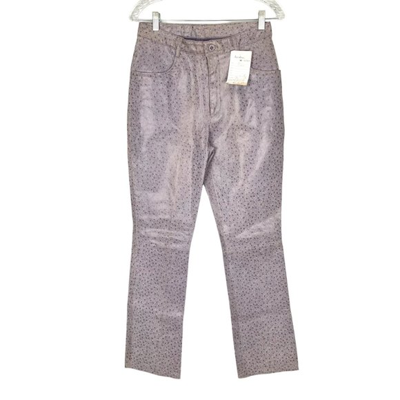 Vintage B Lucid Leather Pants Purple Speckled Print High Waist size 9 Junior - Picture 1 of 13